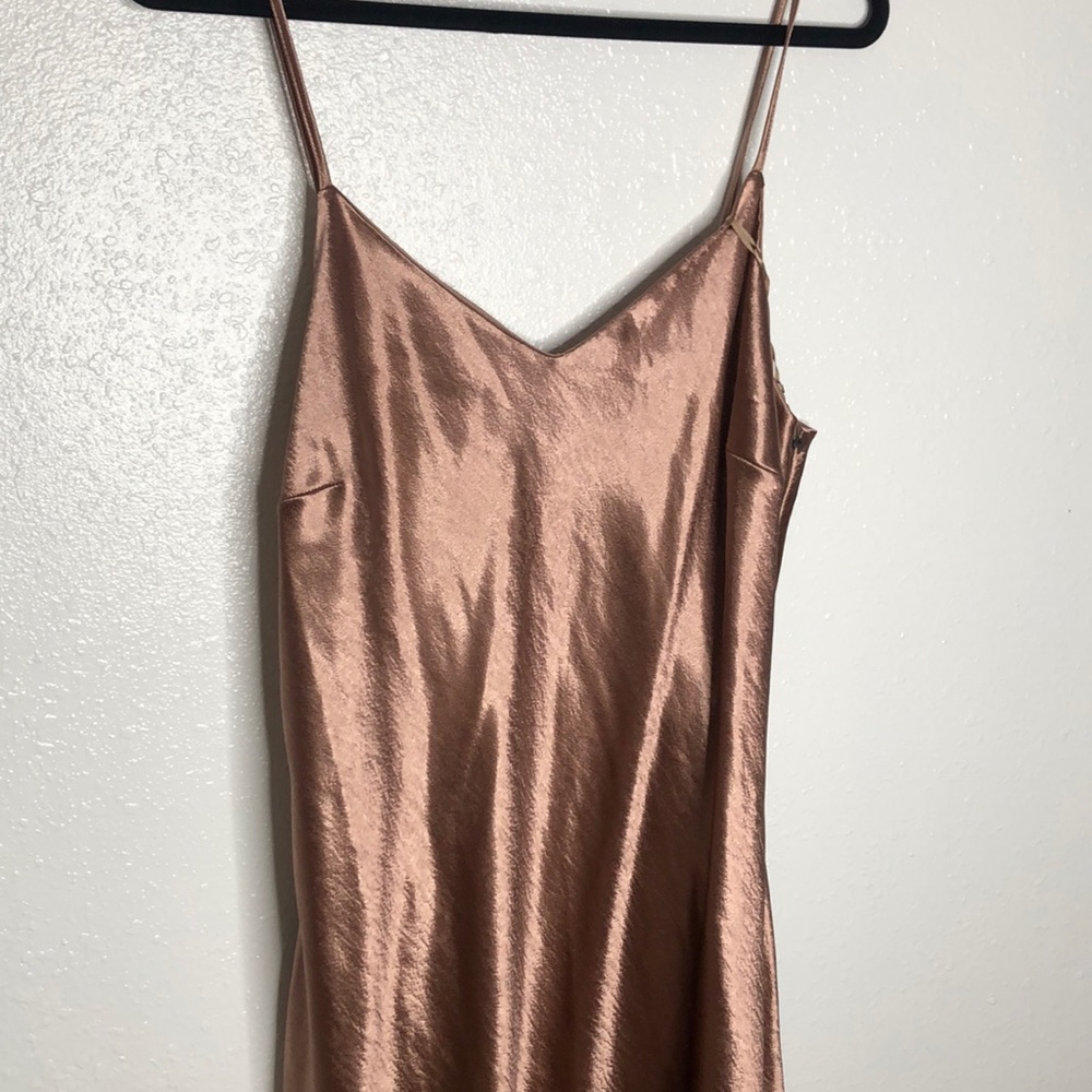 Vince Camuto rose gold maxi dress.
